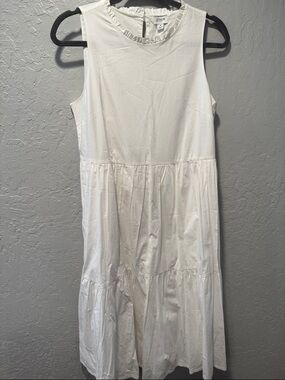 J. Crew White Sleeveless Midi Dress